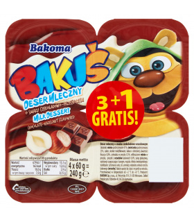 Bakoma Bakuś Deser mleczny o smaku czekalodowo-orzechowym 240 g (4 x 60 g)