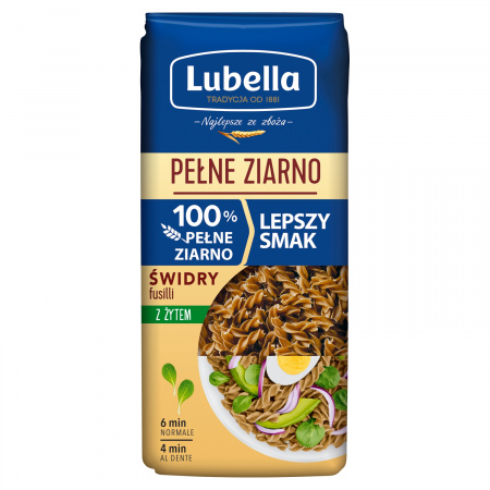 Lubella Pełne Ziarno Makaron świdry z żytem 400 g