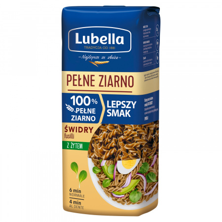 Lubella Pełne Ziarno Makaron świdry z żytem 400 g