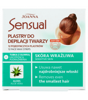 Joanna Sensual Plastry do depilacji twarzy skóra wrażliwa 12 sztuk + Tubka z oliwką łagodzącą 10 ml