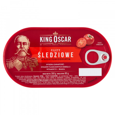 King Oscar Filety śledziowe w sosie pomidorowym 160 g