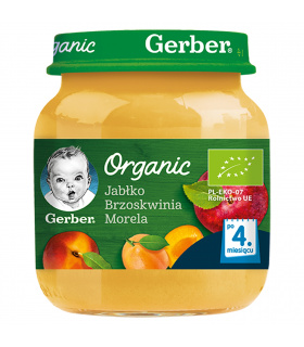 Gerber Organic Jabłko brzoskwinia morela dla niemowląt po 4. miesiącu 125 g