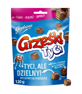 Grześki Tyci Wafelki z kremem w czekoladzie mlecznej 120 g