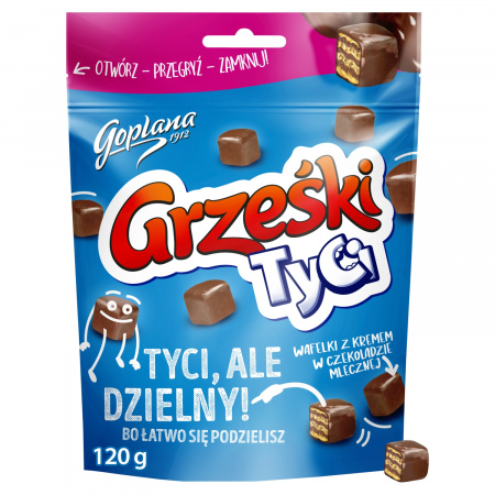 Grześki Tyci Wafelki z kremem w czekoladzie mlecznej 120 g