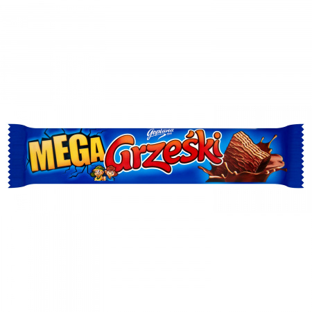 Grześki Mega Wafel przekładany kremem kakaowym w czekoladzie 48 g