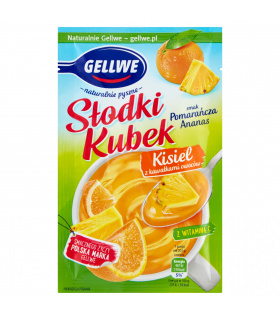 Gellwe Słodki Kubek Kisiel z kawałkami owoców smak pomarańcza ananas 28 g