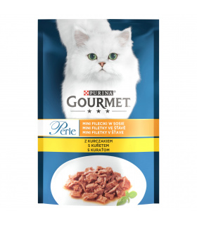 Gourmet Perle Karma dla kotów mini fileciki w sosie z kurczakiem 85 g