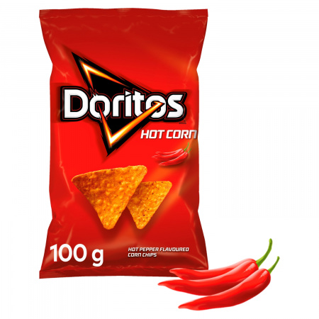 Doritos Hot Corn Chipsy kukurydziane o smaku ostrej papryki 100 g