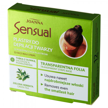 Joanna Sensual Plastry do depilacji twarzy 12 sztuk i Tubka z oliwką łagodzącą podrażnienia 10 ml