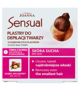 Joanna Sensual Plastry do depilacji twarzy 12 sztuk + Tubka z oliwką łagodzącą podrażnienia 10 ml