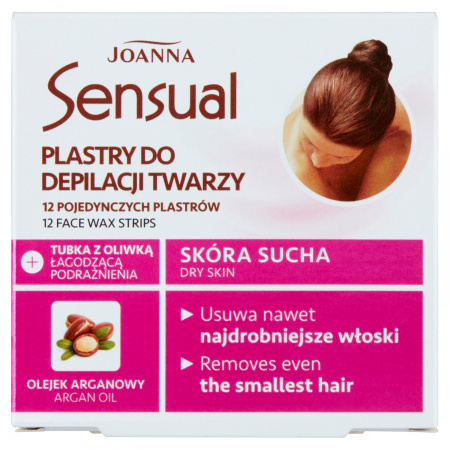 Joanna Sensual Plastry do depilacji twarzy 12 sztuk + Tubka z oliwką łagodzącą podrażnienia 10 ml