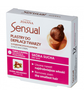 Joanna Sensual Plastry do depilacji twarzy 12 sztuk + Tubka z oliwką łagodzącą podrażnienia 10 ml