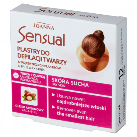 Joanna Sensual Plastry do depilacji twarzy 12 sztuk + Tubka z oliwką łagodzącą podrażnienia 10 ml