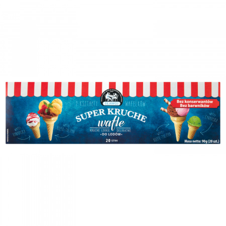 Wafle do lodów super kruche 90 g (20 sztuk)