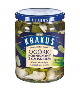 Krakus Ogórki korniszony z czosnkiem 500 g