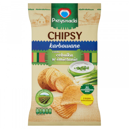 Przysnacki Chipsy karbowane o smaku cebulka w śmietanie 135 g