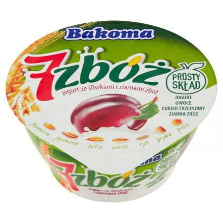 Bakoma 7 zbóż Jogurt ze śliwkami i ziarnami zbóż 140 g