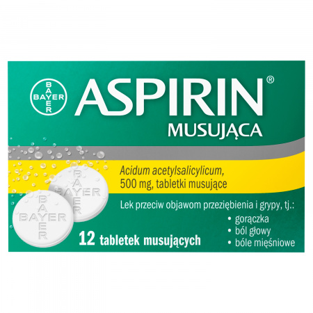 Aspirin Musująca Lek przeciw objawom przeziębienia i grypy 12 sztuk