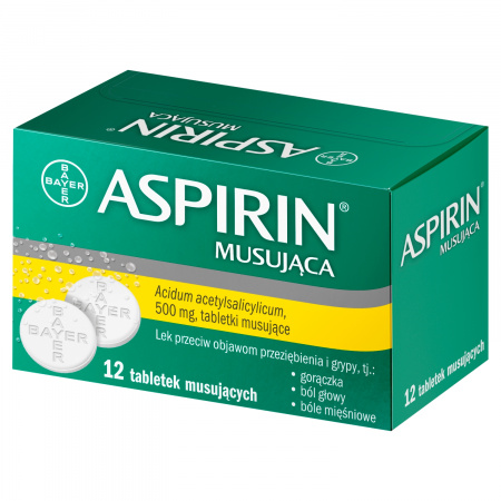 Aspirin Musująca Lek przeciw objawom przeziębienia i grypy 12 sztuk